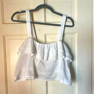 Reformation White Ruffle Top